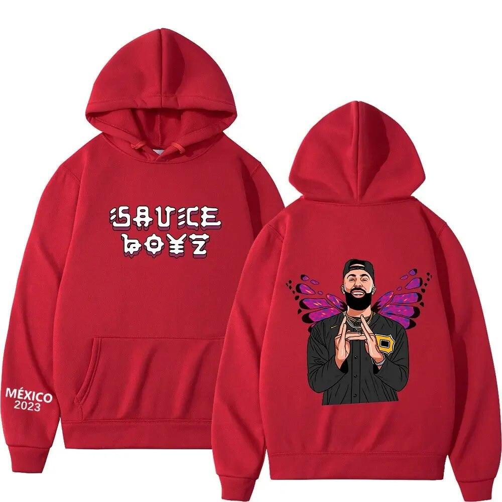 Rapper Eladio Carrion Hoodie Sauce Boyz Monarca Print Hoodies Unisex's Long Sleeve Oversized Sweatshirts Harajuku Streetwear Unisex