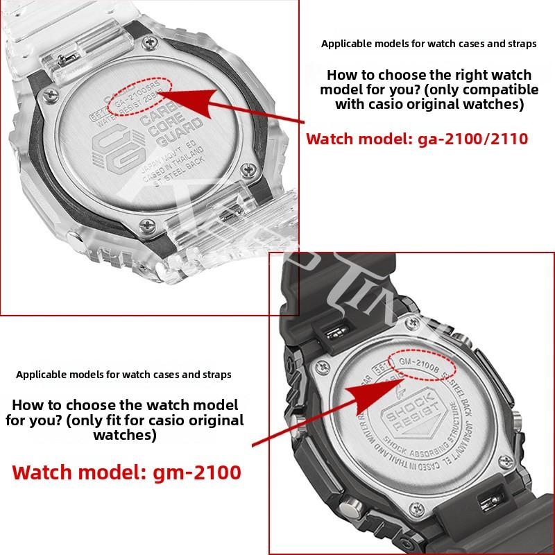 For Casioak G-Shock GA-2100 GM-2100 GMA-S2100 GA2100 Mod Kit Transparent PC Case Rubber Strap Watchband Replacement Accessories