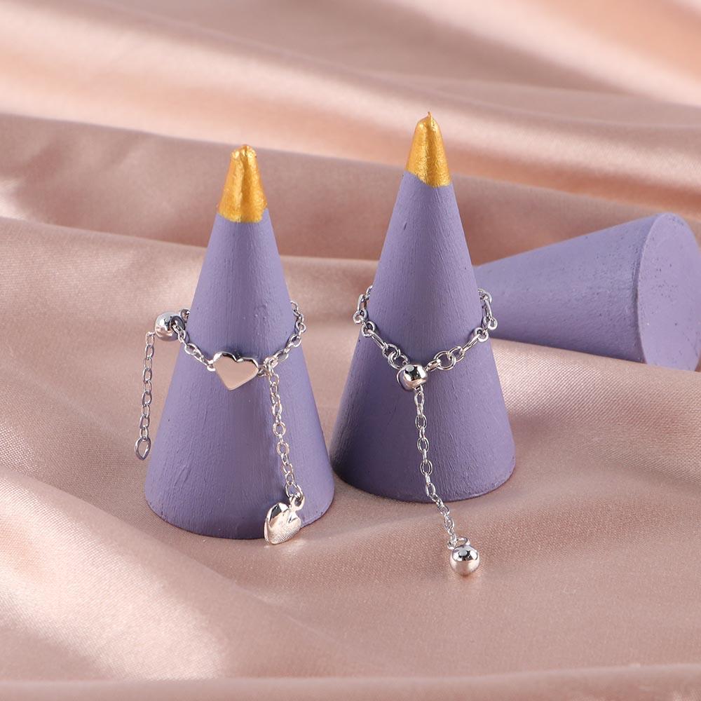 Elegant For Girls Chain Punk Adjustable Heart Finger Jewelry Korean Finger Rings Women Rings