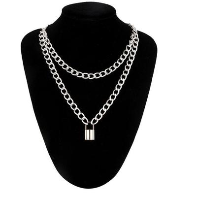 Punk Men and Women Exaggerated Thick Chain Direct Supply, Personalized Design Multi-layer Lock Pendant Necklace