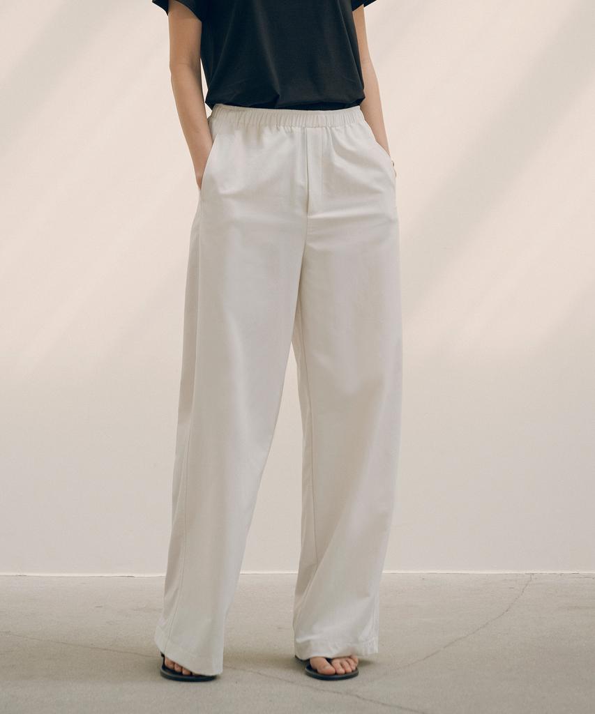 Siyajyu Sipt7118 Elastic Waist Wide Nylon Pants_Off-White
