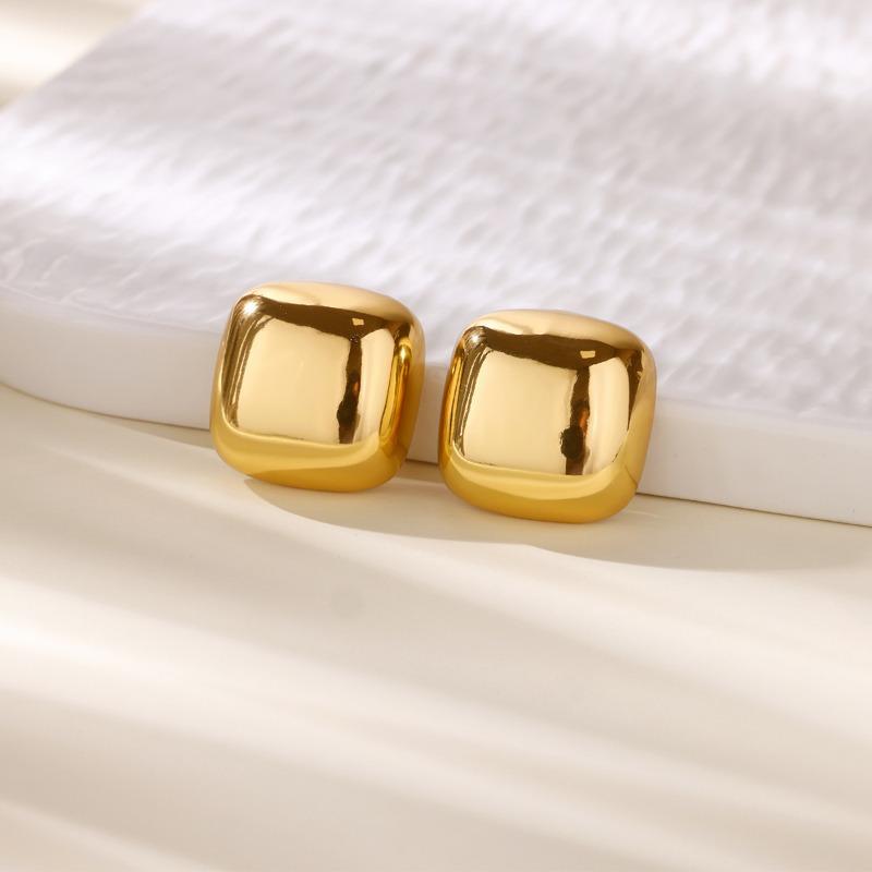 Premium anti-sensitive stainless steel stud earrings pearlescent metal texture geometric ball earrings trendy commuting