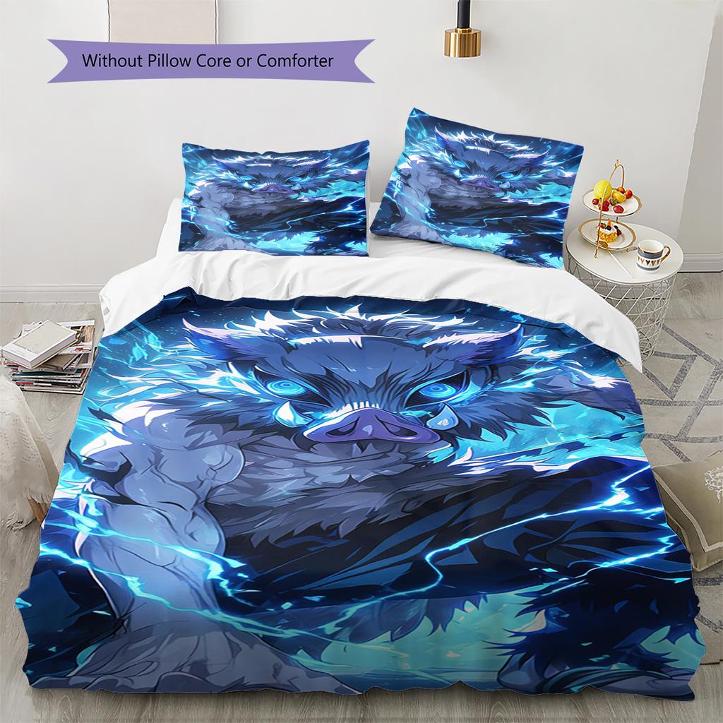 Conjunto de Colcha com Padrão de Desenho Animado Capa de Colcha Fronha Decoração de Casa Presente de Aniversário (1 capa de edredom + 2 fronhas, sem enchimento.)