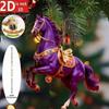 Fade-resistant Horse Pendant 2Pcs 2D Acrylic Animal Charm Christmas Wall Art Accessory Tree Door Window Hanging Ornament Automotive Decoration