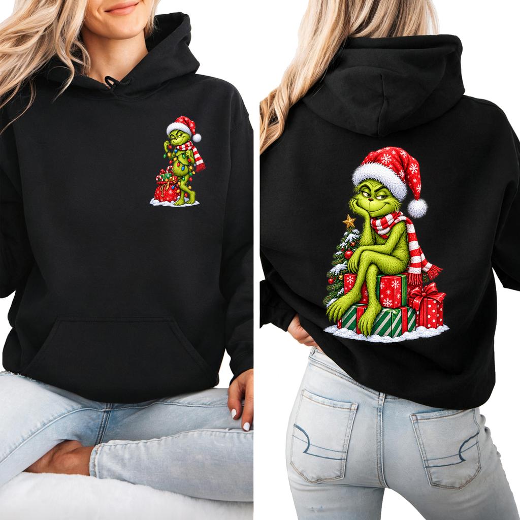 Women's Christmas Lightweight Long Sleeve Hooded Pullover Sweatshirt with Graphic Print