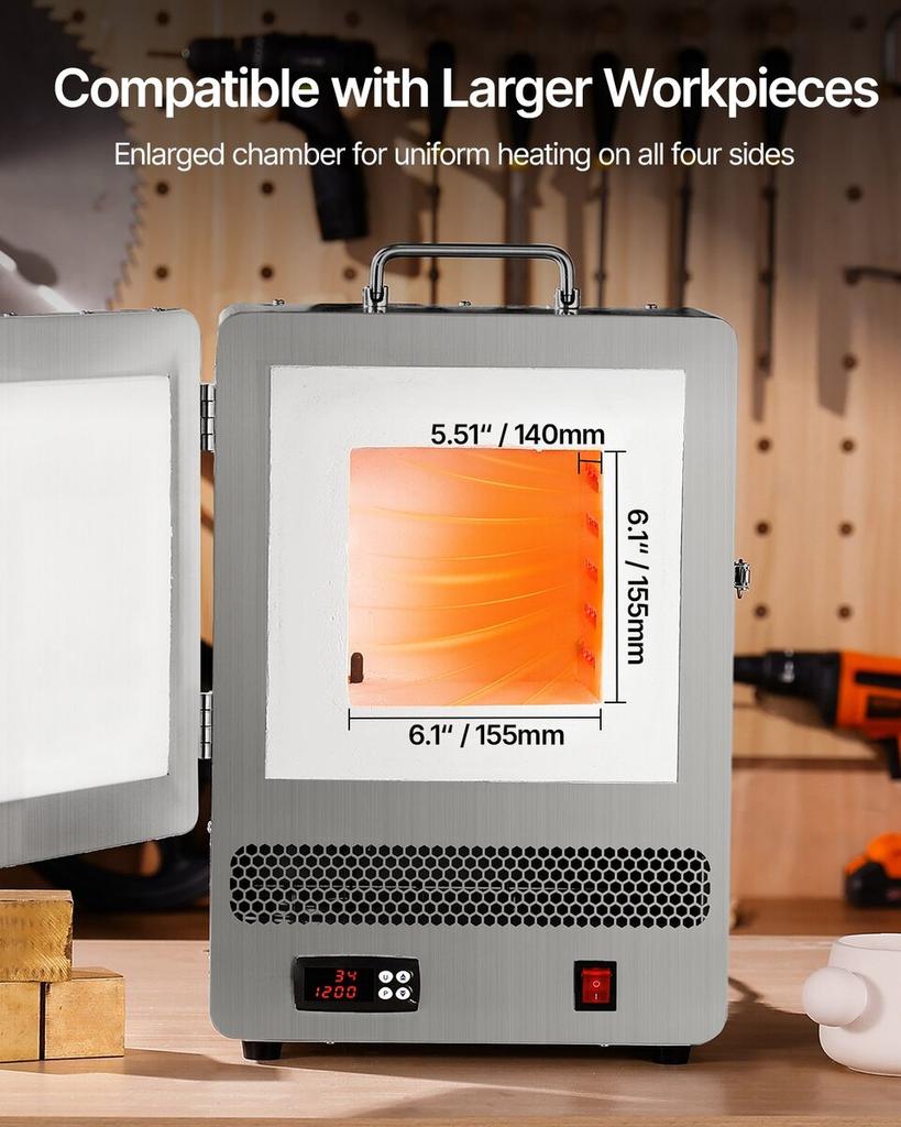 Tabletop Kiln Melter 1500W Electric 1200℃ Max Temperature Melting Furnace