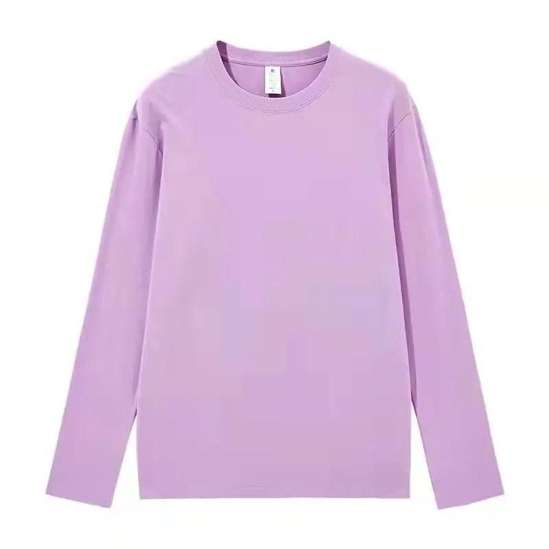 FEGKZLI 2024 Summer Autumn Long Sleeve Loose Causal Unisex Tops 100% Cotton T-shirts Multi Colors Street Tees