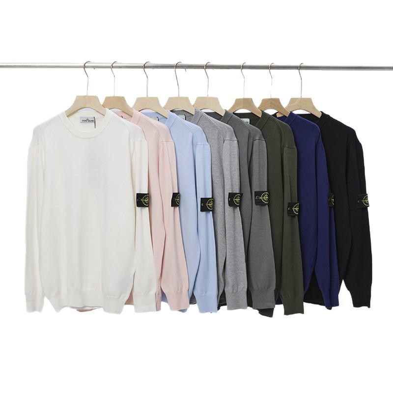 Stone Island Classic Cuff Badge Round Neck Wool Sweater