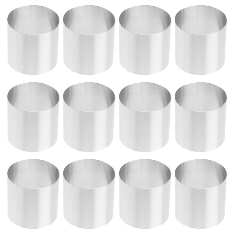 Set of 12 Stainless Steel Cake Forms Cake Molds Cake Rings Stainless Steel Baking Rings for Cakes Fondant and Chocolates 1