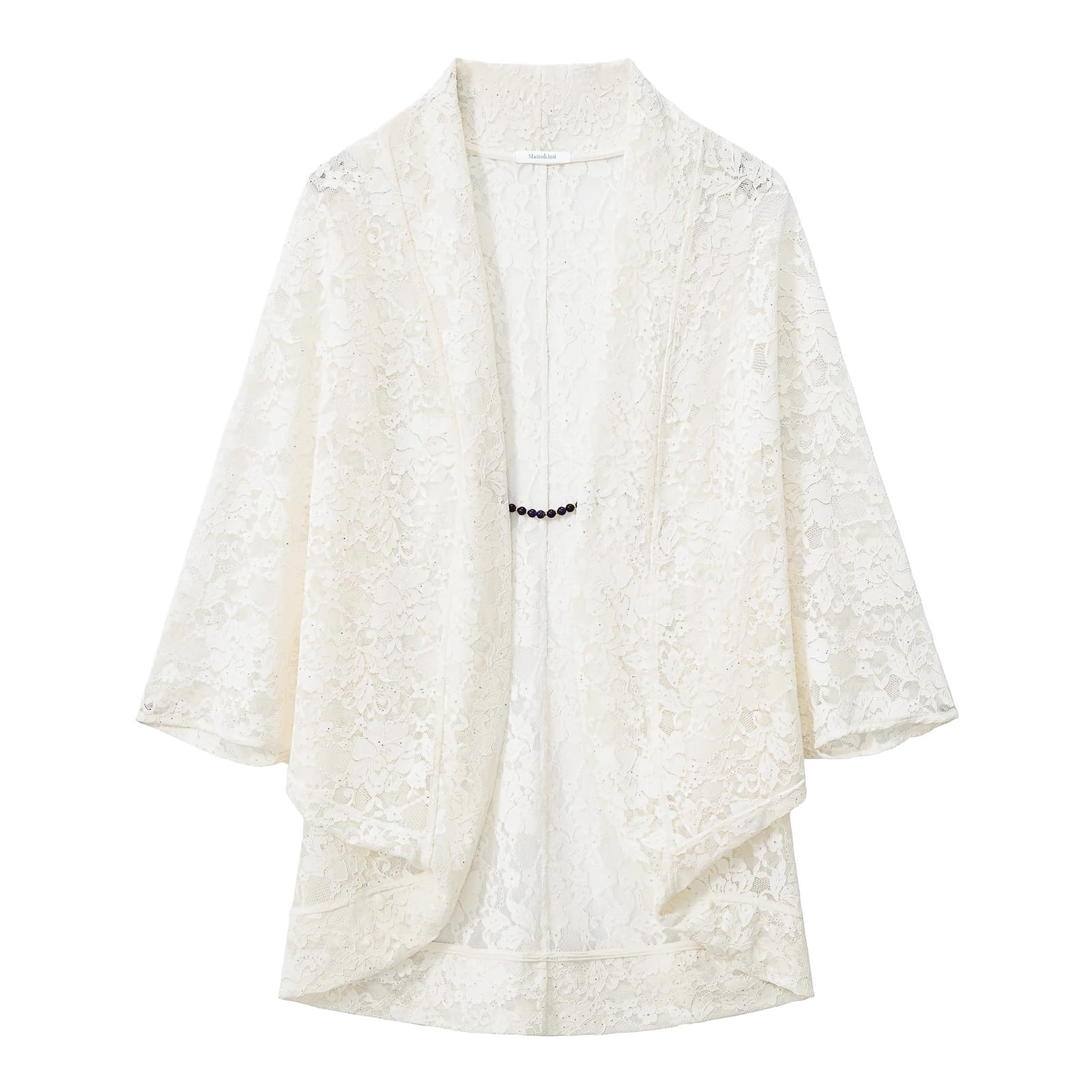 [Monokimi] Women s Kimono-Style Coat, All-Over Lace, Lightweight, Sheer, Sparkling Lace, High-Quality Finish, Suitable for Spring and Autumn,