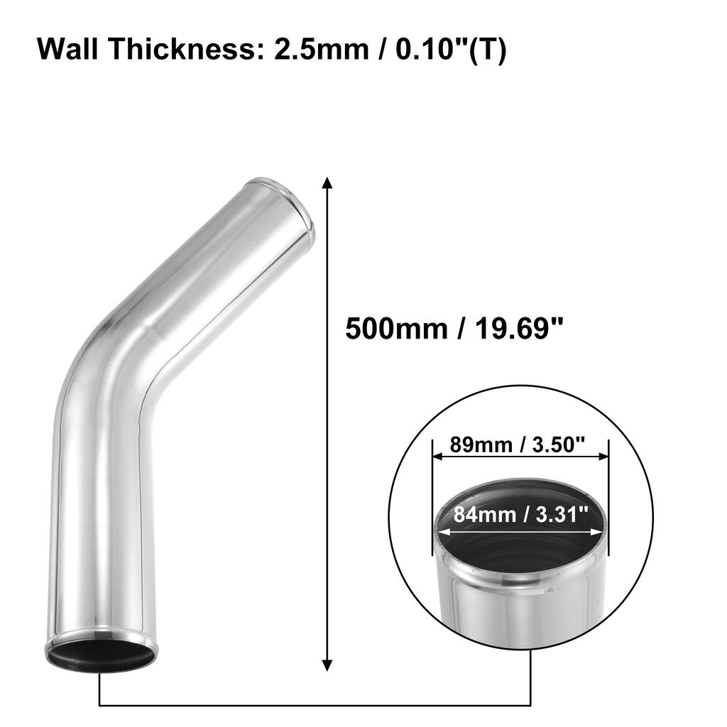 X Autohaux OD 34-102mm Length 20" 300mm 500mm Aluminum Alloy Tube Intercooler Pipe Straight 45 Degree Air Intake Tube for Car