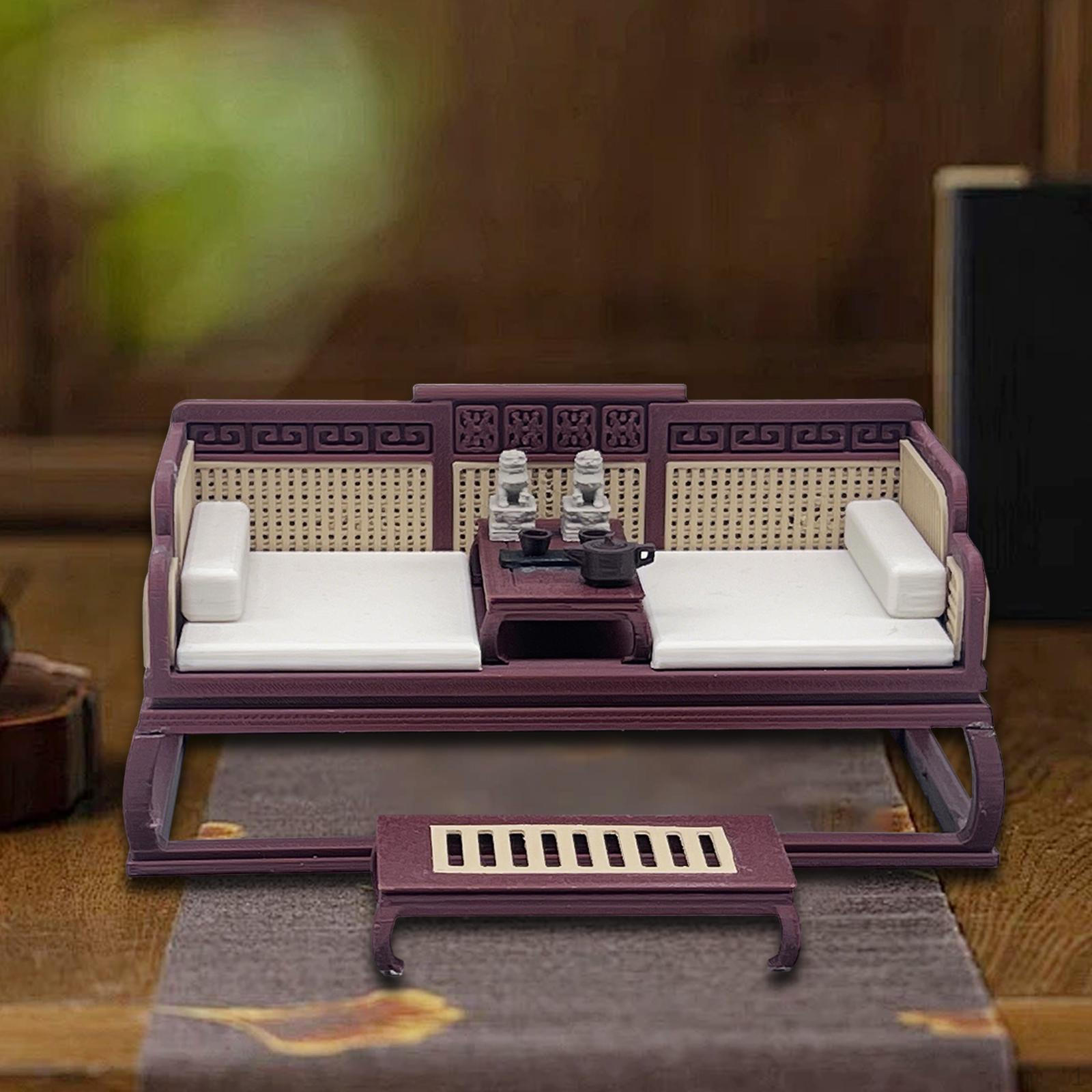 

Miniature Chinese Bed Model Dollhouse Furniture 1:12 Scale Decorative Mini Accessory Scene Decor