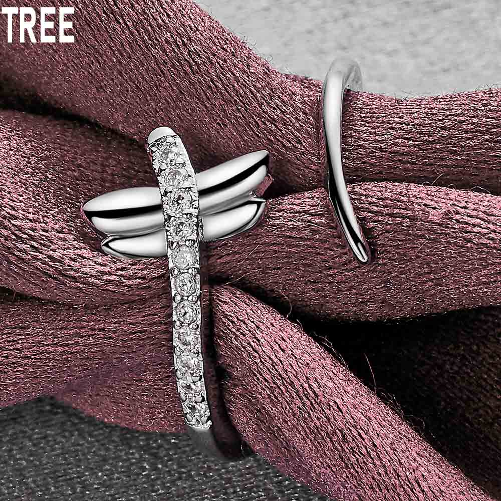 925 Sterling Silber Libelle AAA Zirkon Offener Ring Exquisite Charme Mode Hochzeit Schmuck