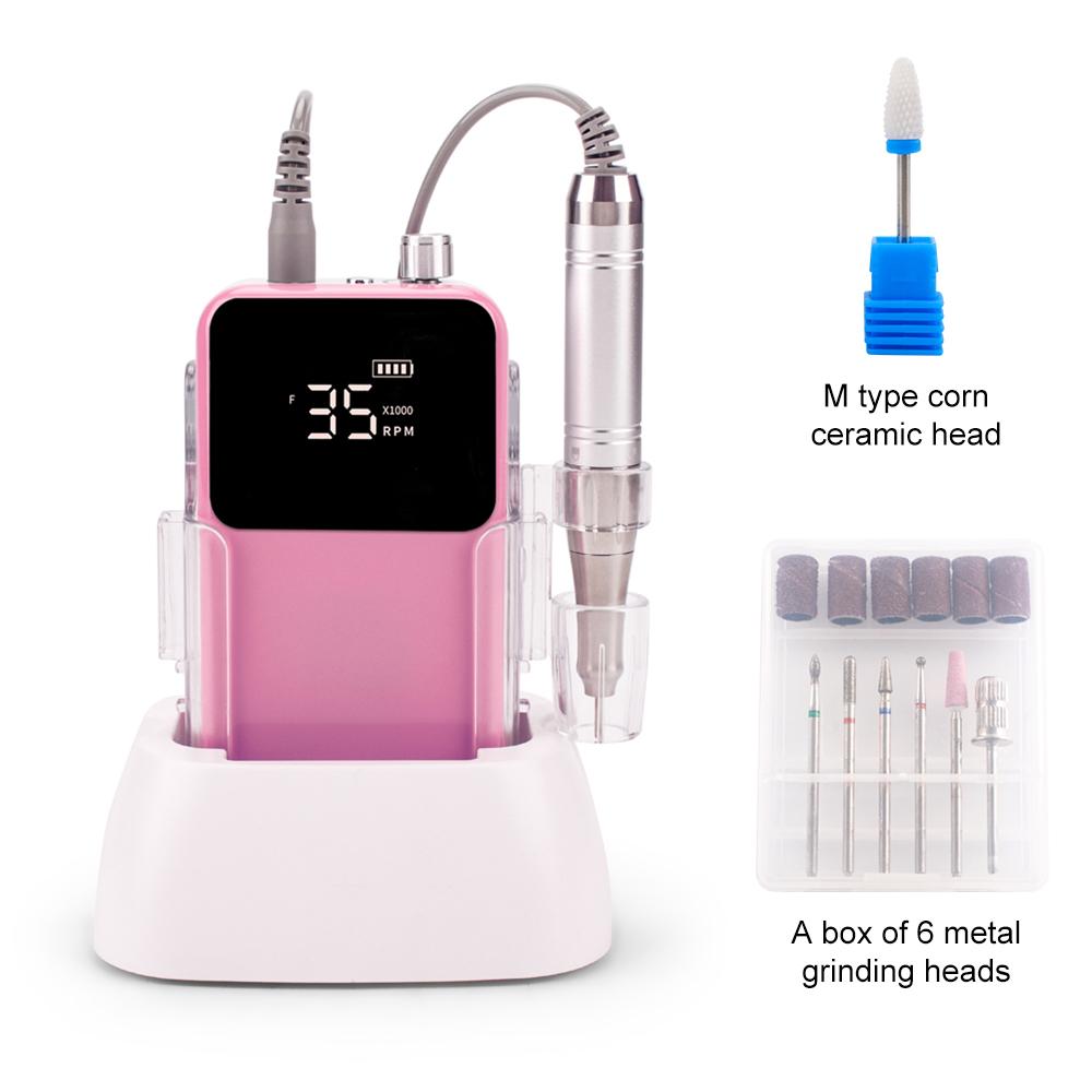 

BEPAN SIMINAIL Coreless Motor Powerful Rechargeable Nail Drill 35000RPM Machine Portable Nail File Cordless Drilling Base US рожевий