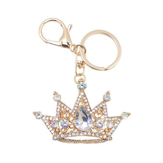 

Keychain Pendant Sparkling Rhinestones Inlaid Crown Design Key Holder with Lobster Clasp Lightweight Car Bag Decoration белый