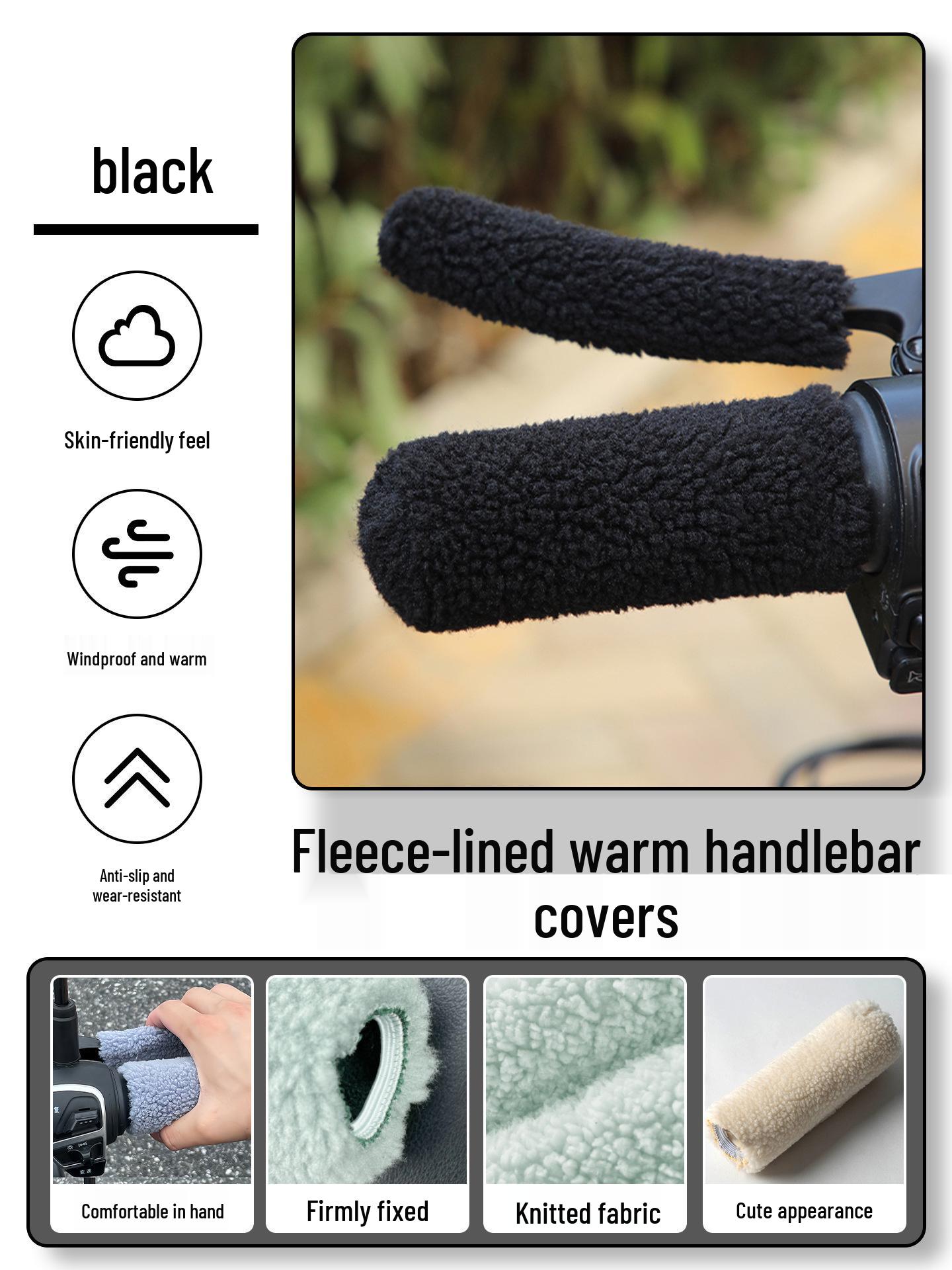 

Winter Plush Handlebar Covers for Electric Bikes, Tricycles, Motorcycles 4-piece Set for Electric Vehicle Handle чорний