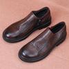 Leather hollow men's shoes breathable casual punched leather shoes men's first layer cowhide soft sole soft leather single layer shoes