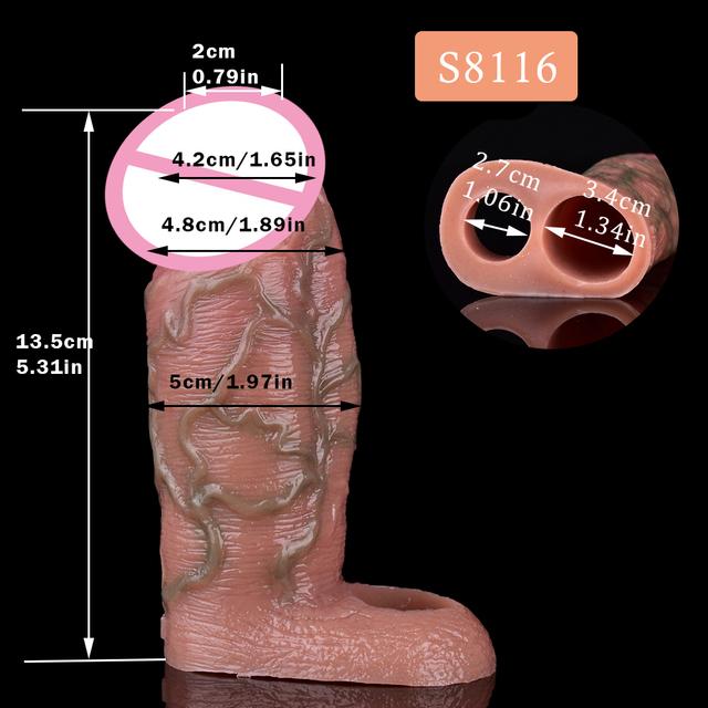 SXXY Büyük Sıvı Silikon Gerçekçi Penis Kollu Erkekler Için Dick Büyütme Cilt Duygu Yetişkin Erkek Seks Oyuncak Gecikme Boşalma