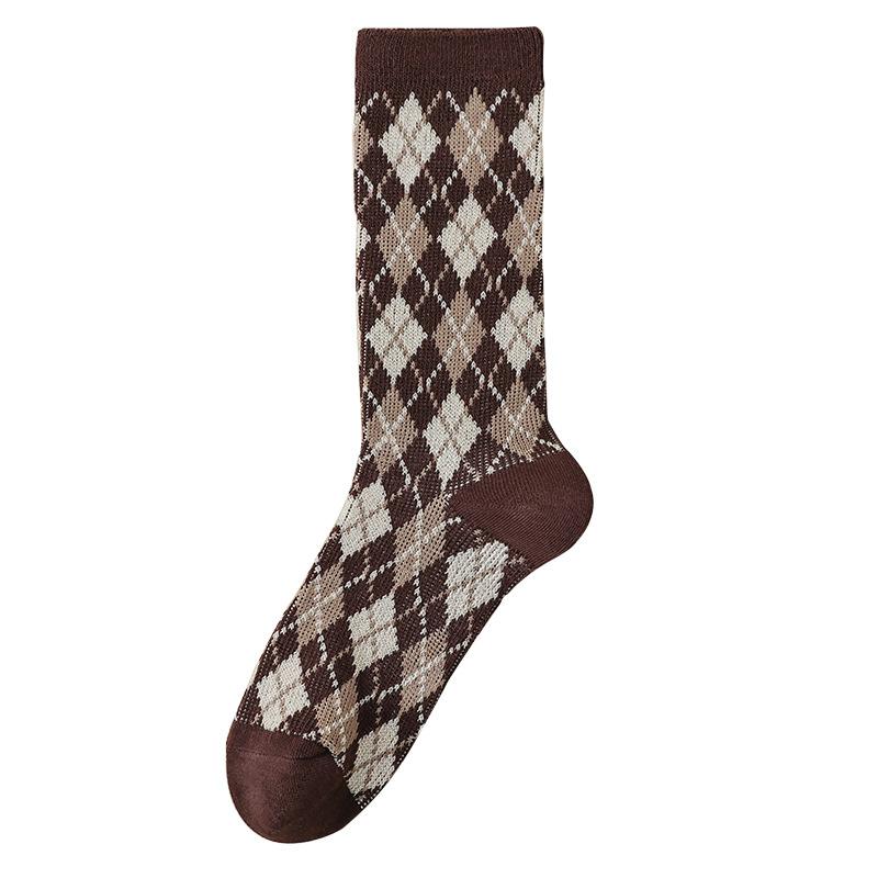 Retrofarbene High-Top-Socken für Damen im Herbst und Winter und Mid-Top-Socken aus gekämmter Baumwolle für Damen im Frühling und Herbst