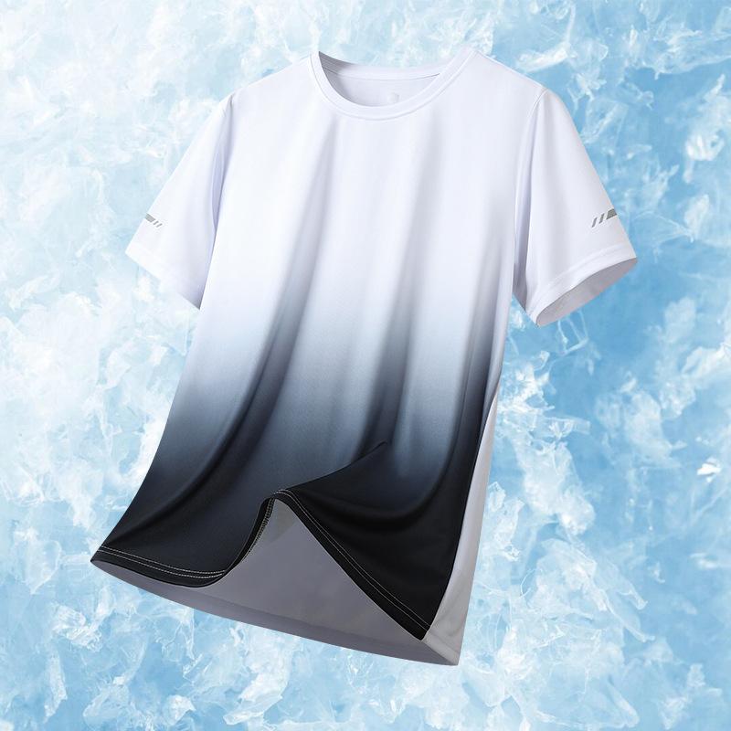 Eisseide Schnelltrocknende Kleidung Kurzärmeliges Herren Sommer Dünnes Lockeres Outdoor Sport T-Shirt XXXXXL