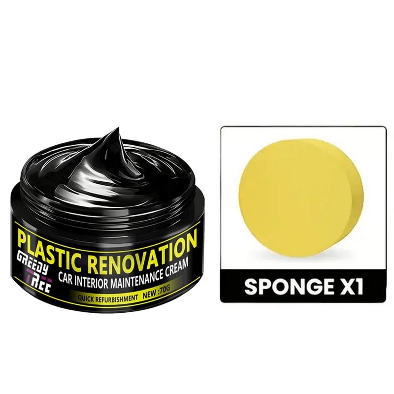 

Car Plastic Repair Agent, Crystal Clear Interior Leather and Panel Renewal Wax Coating, Restores Black Gloss Car Wax Polish 70G&1