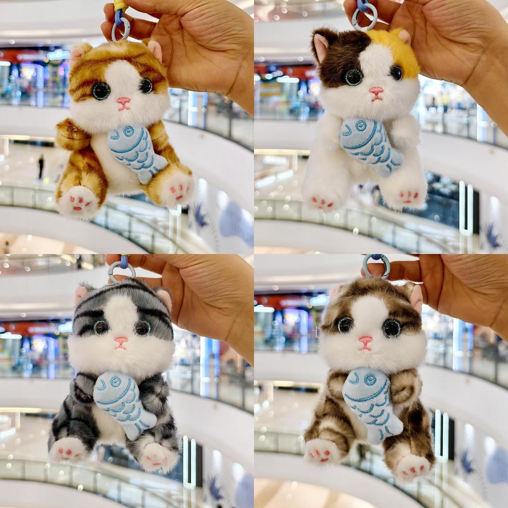 Cute Plush Fish Cat Keychain With Soft Short Plush For Bag Decoration And Collectors