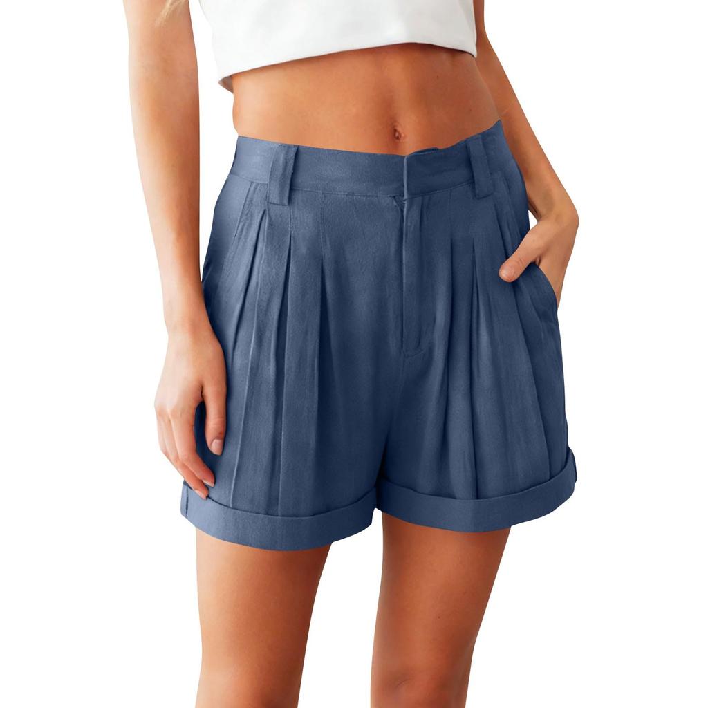 Sommershorts für Damen, lässig, hohe Taille, weiter Beinschnitt
