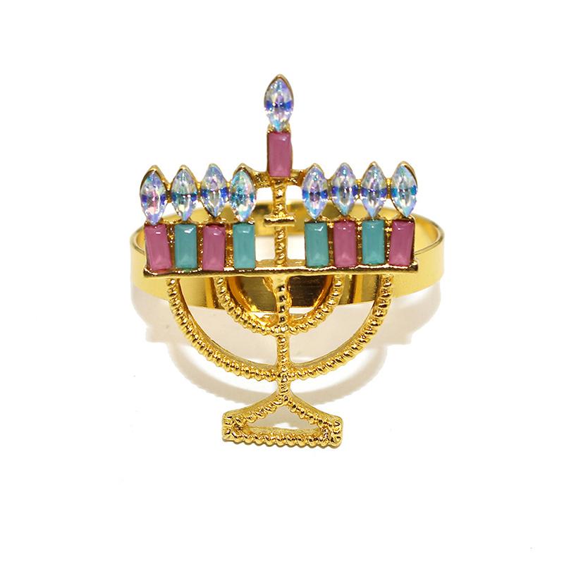 

Креативный подсвечник, кольца для салфеток из сплава, кольца для салфеток на Хануку, праздничная вечеринка, свадьба, рождество, рождественский стол, сервировка, украшение