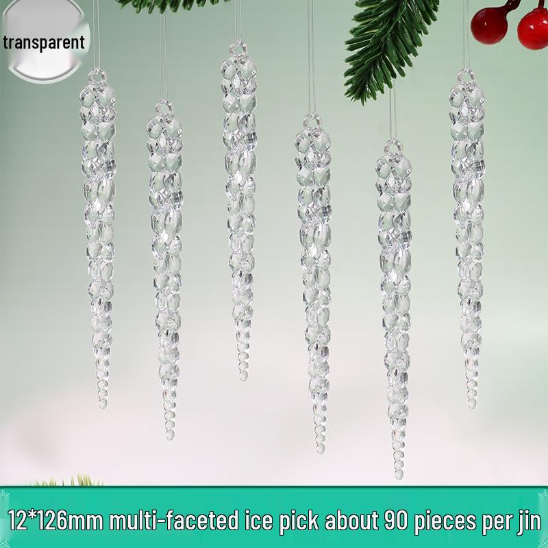 Christmas Transparent Ice Crystal Icicle Snowflake Ornament for Tree Decorations