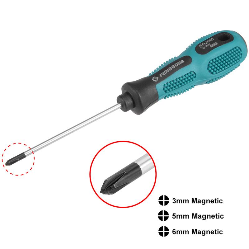 3/5/6mm Phillips Screwdriver Magnetic Tip Flat Cross Screwdrivers Non Slip Durable Screw Driver Spanner Repair Hand Tool