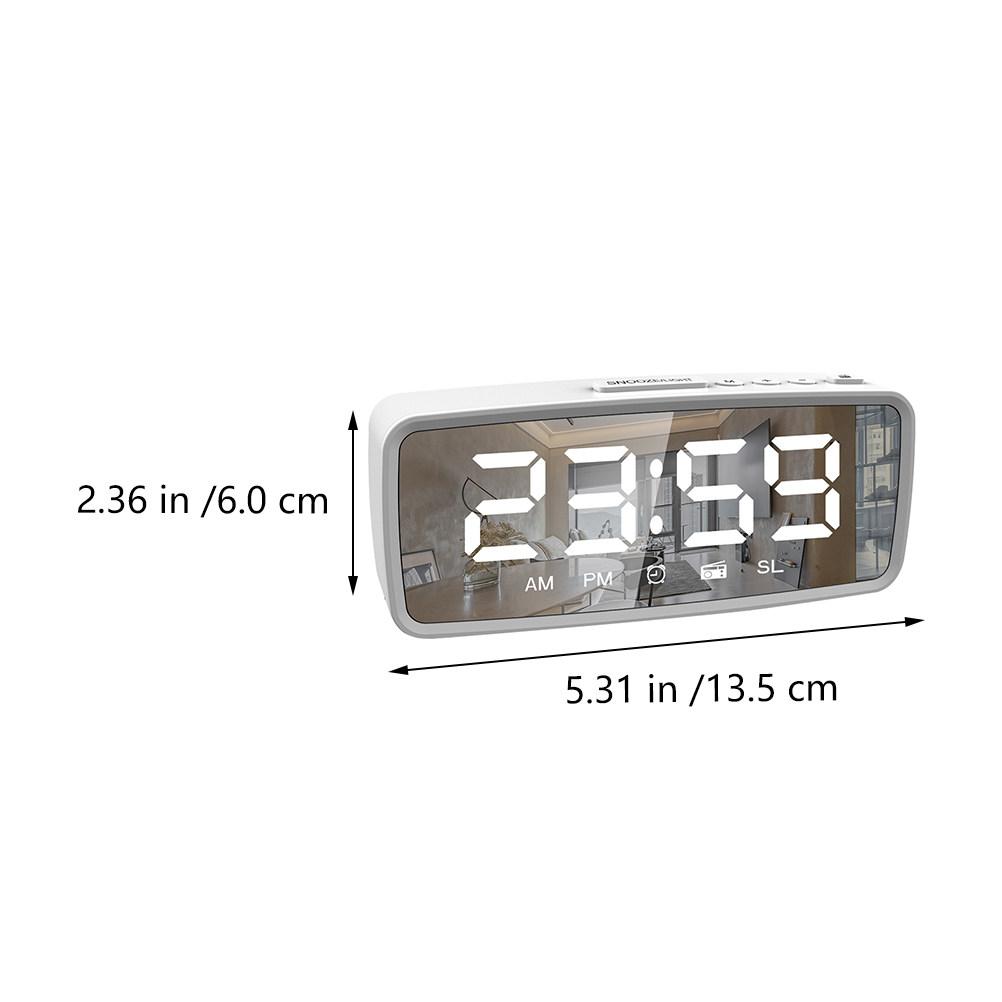 

1Set Multi-Function LED Alarm Clock Digital Display Mirror Surface Small Home Electronic Radio Version Desktop Clock белый