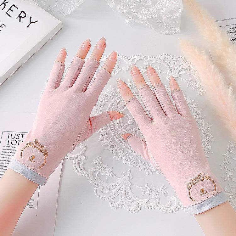 Women's UV-Protection Fingerless Gloves for Driving & Cycling - Non-Slip, Breathable, Half-Finger Design