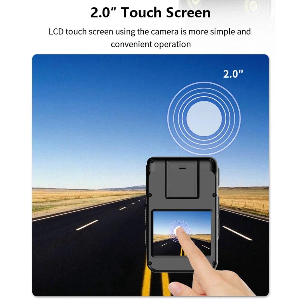 4K Wearable Body Camera, WiFi Action Camera, Night Vision, Waterproof, 2.0-inch IPS Touchscreen