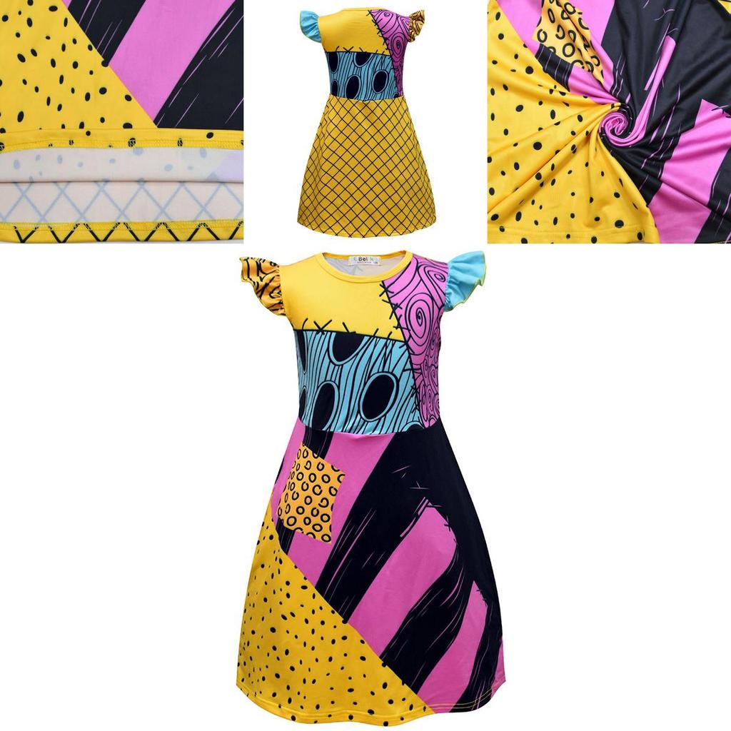 Enchanting Nightmare Before Christmas Sally Dress Costume For Girls Soft And Durable