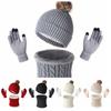 Beanie Hat Pompom Beanies Hat Thickened Winter Knitted Gloves Set Hat Scarf Gloves Set  Winter