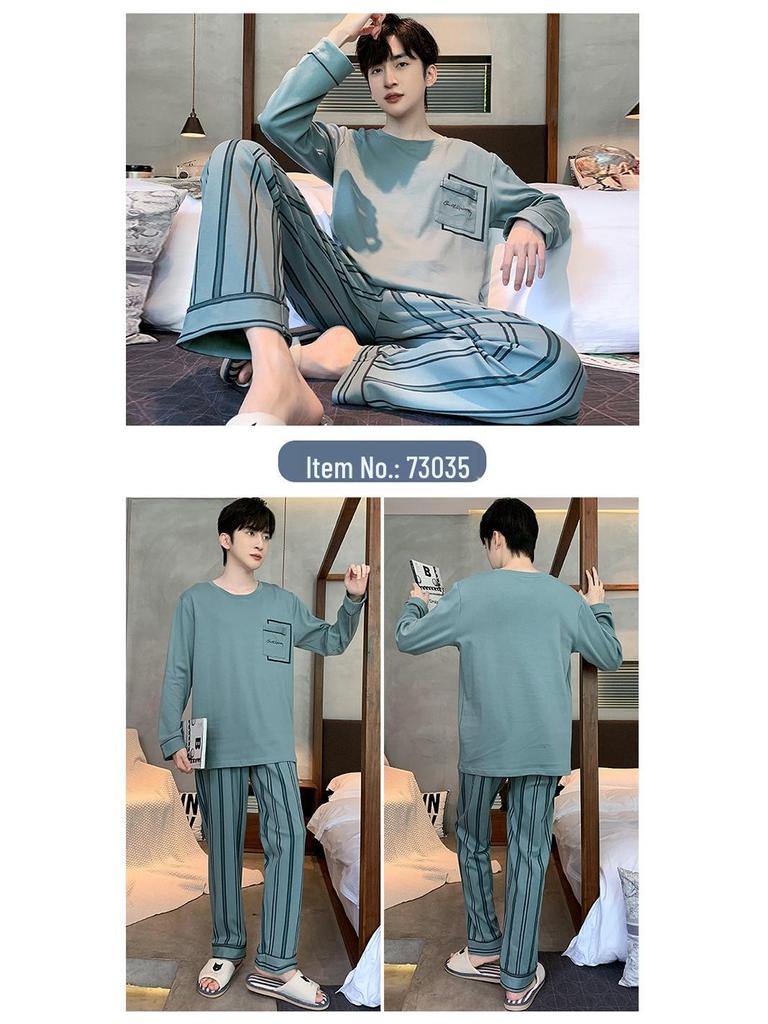 Pánské 2023 Jaro & Podzim Čistá Bavlna Dlouhý Rukáv Nadměrná Velikost Ležérní Domácí Oblečení
