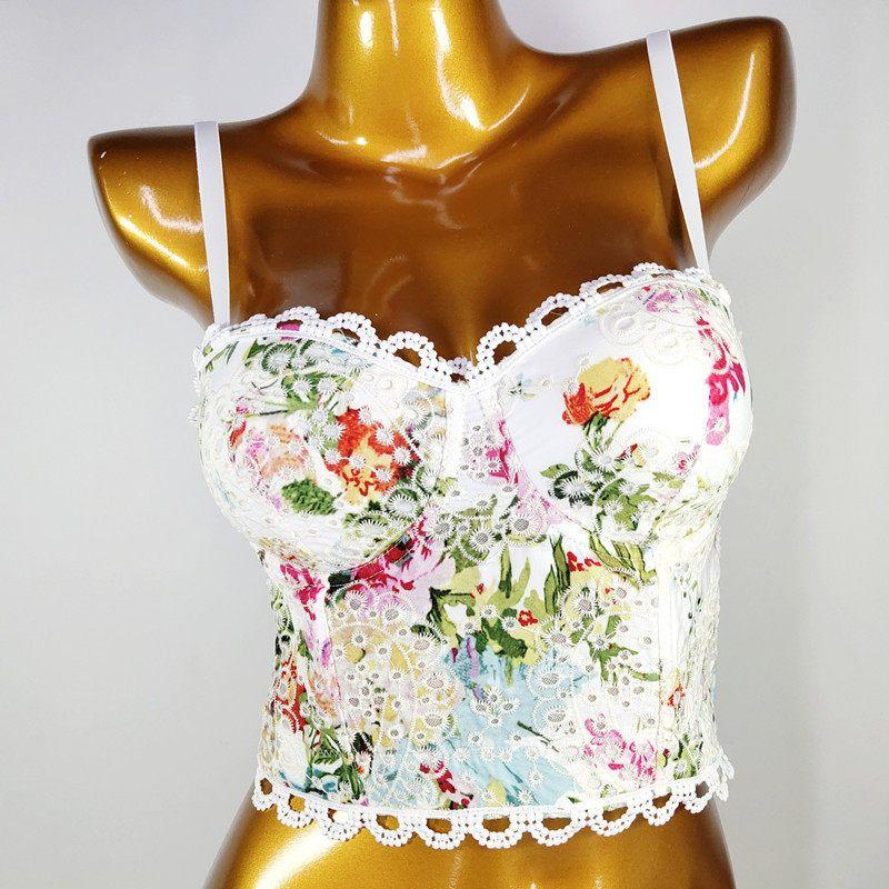 

Spring and Summer Cotton Printed Camisole with Chest Pads, Youthful, Sweet, and Sexy, Cropped Top for Women, Pure Cotton Tank Top White 34