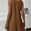 Jumpsuit met knoopjes aan de voorkant en zakken, zomerse, casual, effen, mouwloze jumpsuit