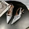 2025 Woman Sexy High Heels Women Sandals Summer Fashion Pointed Toe Low-heel Pumps Slingbacks Elegant Female Heeled Shoes