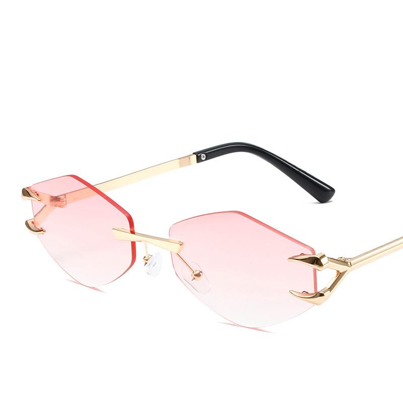 Vintage No Frame Rivet Hook Hexagon Sun Glasses For Ladies For For Gents Sun Glasses Luxury Designer Punk Popular Hip Hop Eyeglasses UV