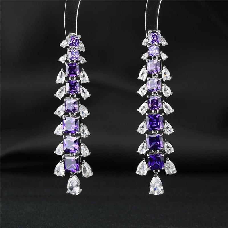 European and American Elegant Temperament Long CZ Dangle Earrings for Women 2022 Fashion Brand Jewelry Design Statement Eardrop