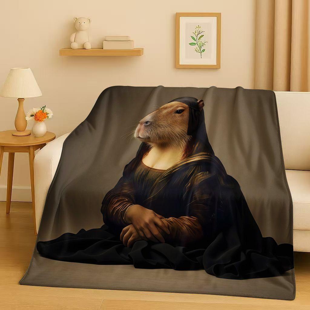 Kawaii Capybara Cartoon Flannel Blanket,Ultra Soft Warm Plush Throw for Home Bedroom Bed Sofa Cover Office Travel Camping Gift
