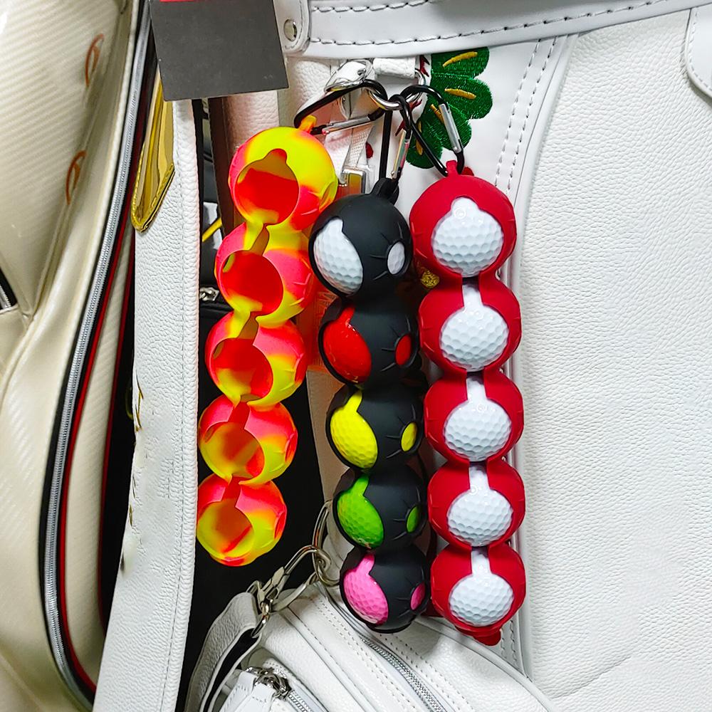 Silicone Golf Ball Cover 5-piece Set With Hook and Loop For Portability Multiple Colors Available