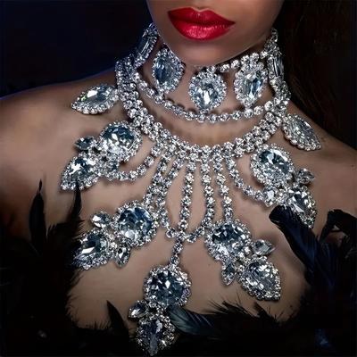 Exaggerated Luxury Wedding Bridal Dress Zircon Jewelry Necklace
