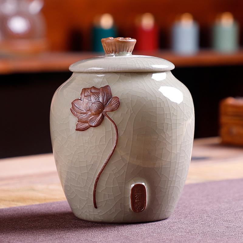 Flower Pattern Tea Box Porcelain Tea Caddy For Kitchen Decor Portable Sealed Jar Moisture-Proof Coffee Canister Tea Accessories