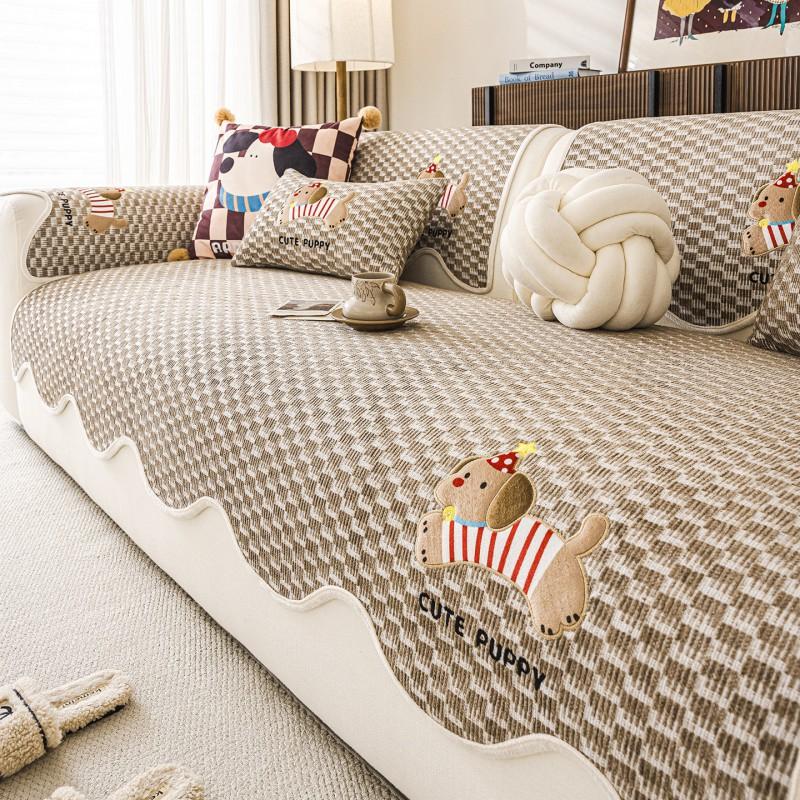 Cartoon Chenille Sofa Cover Non-slip Pet-resistant Couch Cushion Home Decor