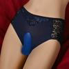 M-3Xl Large Size Sissy Pouch Panties Men Lace See Through Crossdressing Briefs Bullet Separation Underpant Gay Erotic Brief