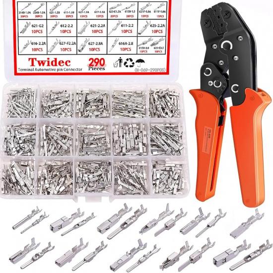 Twidec/290PCS Car Electrical Wire Terminal P Connector 1/1.5/1.8/2.2/2.8/3.5Mm 21Type Connector P Terminal Auto Electric Connector Non-Ulated Plug