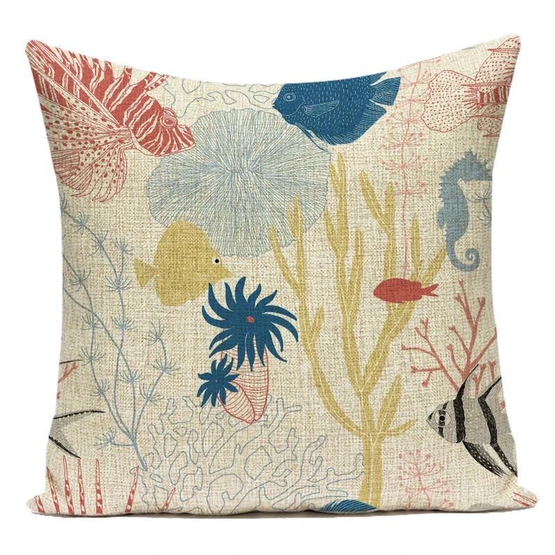 Cute Cartoon Lovely Animal Ocean Fish Octopus Polyester Sofa Home Pillows Cushion Cover For Living Room Decoration Pillowcase