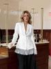 Chic European & American Women's Designer Black Lace Patchwork Slim Fit Blazer